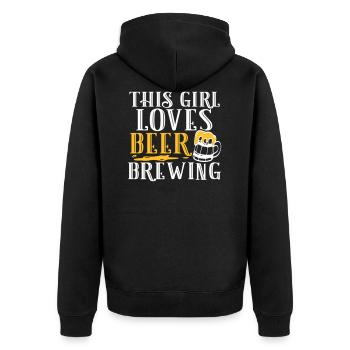 This Girl Loved Beer Brewing - Unisex Premium Organic Zip Hoodie - black - Back - Nico (187cm)