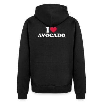 Avocado - Unisex Premium Bio Zip Hoodie - Schwarz - Hinten - Nico (187cm)