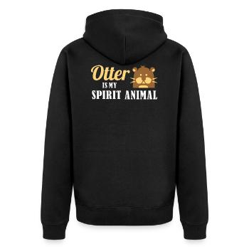 Otter - Unisex Premium Bio Zip Hoodie - Schwarz - Hinten - Nico (187cm)