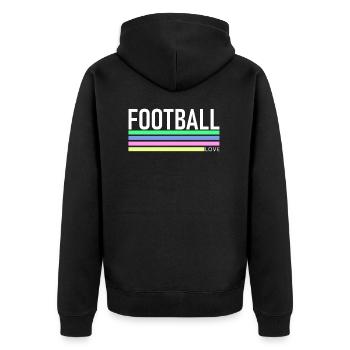 Fussball - Unisex Premium Bio Zip Hoodie - Schwarz - Hinten - Nico (187cm)