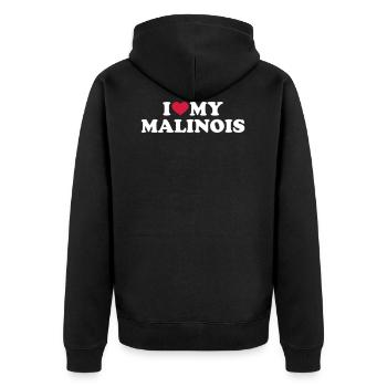 Malinois - Unisex Premium Organic Zip Hoodie - black - Back - Nico (187cm)