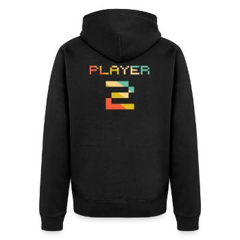 Player 1 Player 2 Gamer Couple Gamer Partner Look - Unisex Premium Organic Zip Hoodie - black - Back - Nico (187cm)