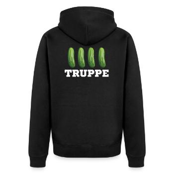 Gurkentruppe Trainer Gurke Mannschaft Fußball Team - Unisex Premium Bio Zip Hoodie - Schwarz - Hinten - Nico (187cm)