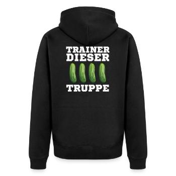 Gurkentruppe Trainer Gurke Mannschaft Fußball - Unisex Premium Bio Zip Hoodie - Schwarz - Hinten - Nico (187cm)