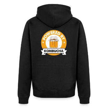 Kombucha - Powered By Kombucha Scoby Tea Gift - Unisex Premium Organic Zip Hoodie - black - Back - Nico (187cm)