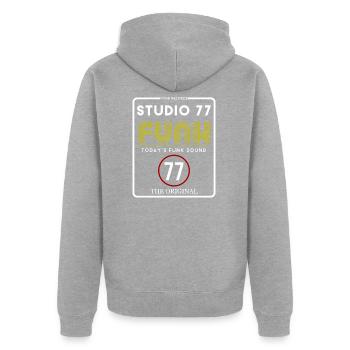 Studio 77 Radio - Unisex Premium Organic Zip Hoodie - heather grey - Back - Nico (187cm)