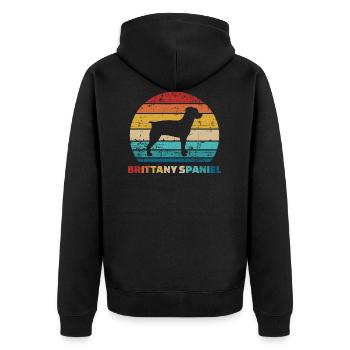 Brittany Spaniel - Unisex Premium Organic Zip Hoodie - black - Back - Nico (187cm)