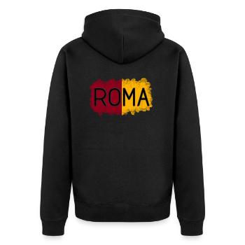 Roma - Unisex Premium Bio Zip Hoodie - Schwarz - Hinten - Nico (187cm)