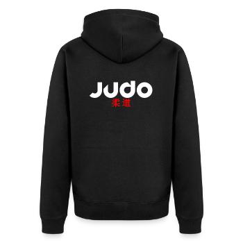 Judo - Unisex Premium Bio Zip Hoodie - Schwarz - Hinten - Nico (187cm)
