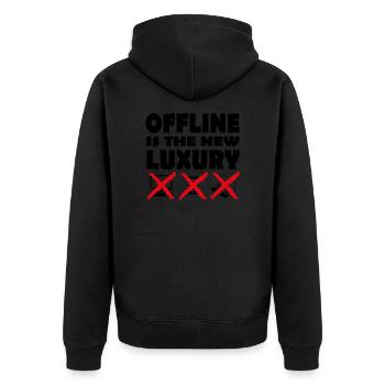 Offline is the new luxury (dark design) - Unisex Premium Organic Zip Hoodie - black - Back - Nico (187cm)