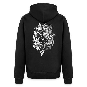 Lion Illustration fleurs nature environnement art art - Veste à capuche bio Premium Unisexe - noir - Dos - Nico (187cm)