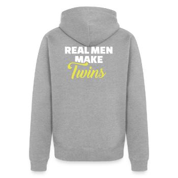 Twins - Unisex Premium Organic Zip Hoodie - heather grey - Back - Nico (187cm)