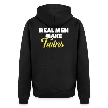 Zwillinge - Unisex Premium Bio Zip Hoodie - Schwarz - Hinten - Nico (187cm)