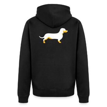 Dackel - Unisex Premium Bio Zip Hoodie - Schwarz - Hinten - Nico (187cm)