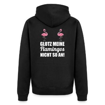 Glotz meine Flamingos nicht so an Mallorca Brüste - Unisex Premium Bio Zip Hoodie - Schwarz - Hinten - Nico (187cm)