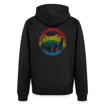 ARC-EN-CIEL ANTIFA DRAPEAU - Veste à capuche bio Premium Unisexe - noir - Dos - Nico (187cm)