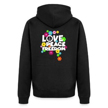 Love Peace Freedom Hippie Schlager Alternative - Unisex Premium Organic Zip Hoodie - black - Back - Nico (187cm)
