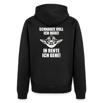 Schnauze voll ich habe Rente Renter Ruhestand - Unisex Premium Bio Zip Hoodie - Schwarz - Hinten - Nico (187cm)