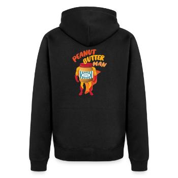 Peanut Butter Man Erdnussbutter Sandwich Geschenk - Unisex Premium Bio Zip Hoodie - Schwarz - Hinten - Nico (187cm)
