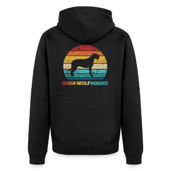 Irischer Wolfshund - Unisex Premium Bio Zip Hoodie - Schwarz - Hinten - Nico (187cm)
