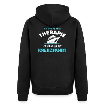 Kreuzfahrt - Unisex Premium Bio Zip Hoodie - Schwarz - Hinten - Nico (187cm)