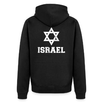 Israel - Unisex Premium Organic Zip Hoodie - black - Back - Nico (187cm)