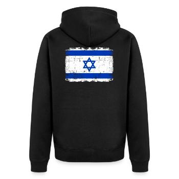 Israel - Unisex Premium Bio Zip Hoodie - Schwarz - Hinten - Nico (187cm)