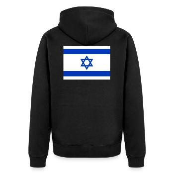 Israel - Unisex Premium Bio Zip Hoodie - Schwarz - Hinten - Nico (187cm)