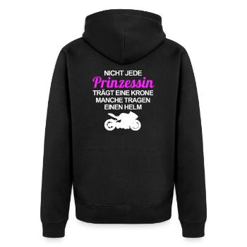 Motorradfahrerin Bikerin Prinzessin Motorrad Bike - Unisex Premium Bio Zip Hoodie - Schwarz - Hinten - Nico (187cm)
