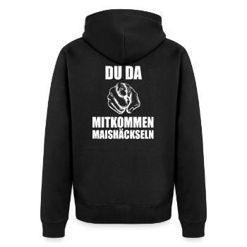 Du da mitkommen Maishäckseln Mais fahren Landwirt - Unisex Premium Bio Zip Hoodie - Schwarz - Hinten - Nico (187cm)
