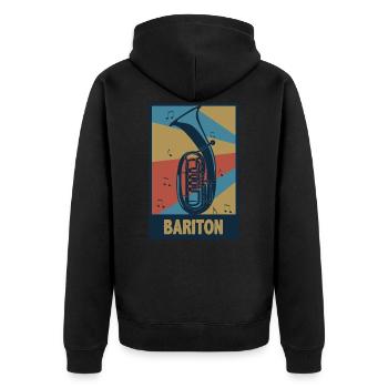 Bariton Shirt Musikverein - Baritonist Geschenk - Unisex Premium Bio Zip Hoodie - Schwarz - Hinten - Nico (187cm)