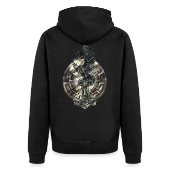 Thor hammer - Unisex Premium Organic Zip Hoodie - black - Back - Nico (187cm)