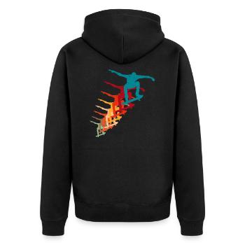 Skateboard Ollie Skater Retro Vintage - Unisex Premium Bio Zip Hoodie - Schwarz - Hinten - Nico (187cm)
