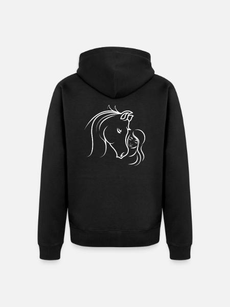 Pferdekopf Pferd Reiterin - Unisex Premium Bio Zip Hoodie - Schwarz