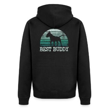 Cadeau d'amant de chien Bull Terrier Vintage - Veste à capuche bio Premium Unisexe - noir - Dos - Nico (187cm)