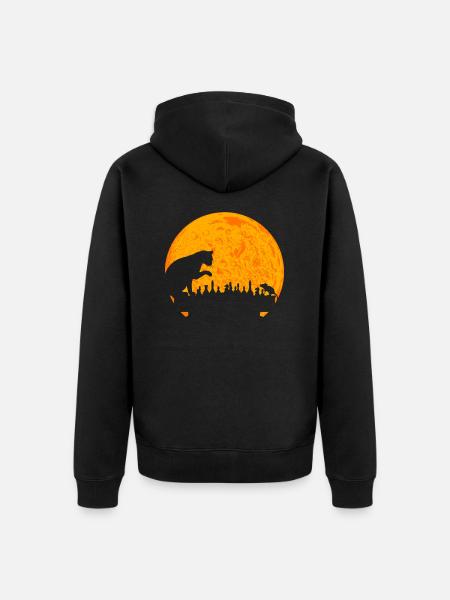 Schachspiel Katze Maus Schachbrett Schachfiguren - Unisex Premium Bio Zip Hoodie - Schwarz