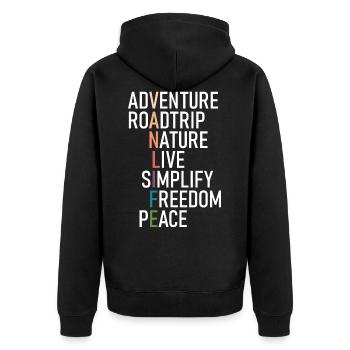 Van Life Aventure Camper - Veste à capuche bio Premium Unisexe - noir - Dos - Nico (187cm)