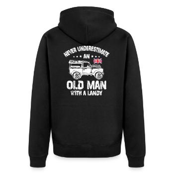 Never Underestimate an Old Man with a Landy - Veste à capuche bio Premium Unisexe - noir - Dos - Nico (187cm)
