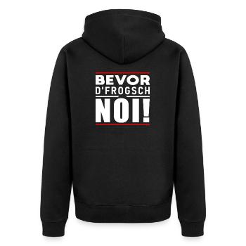 Bevor D Frogsch Noi - Unisex Premium Bio Zip Hoodie - Schwarz - Hinten - Nico (187cm)