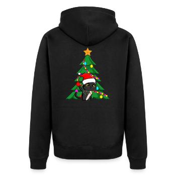 Christmas Xmas black cat - Unisex Premium Organic Zip Hoodie - black - Back - Nico (187cm)