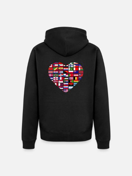 Flags of the countries of the world - Unisex Premium Organic Zip Hoodie - black