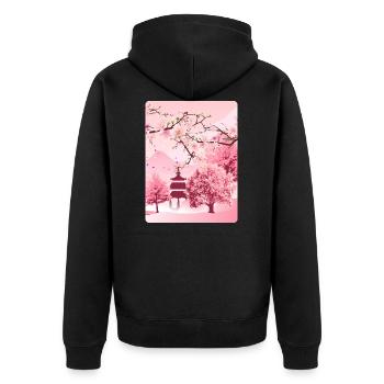 Art japonais de fleur de cerisier japonais - Veste à capuche bio Premium Unisexe - noir - Dos - Nico (187cm)