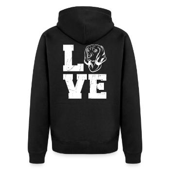 Bayerischer Gebirgsschweisshund Jagdhund - Unisex Premium Bio Zip Hoodie - Schwarz - Hinten - Nico (187cm)