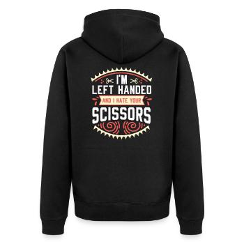 Scissors Left Handed Left Handed Left Hand - Unisex Premium Organic Zip Hoodie - black - Back - Nico (187cm)