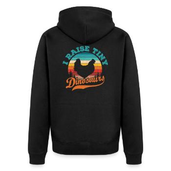 Je soulève la silhouette de poulet de minuscule dinosaure rétro des années 70 - Veste à capuche bio Premium Unisexe - noir - Dos - Nico (187cm)