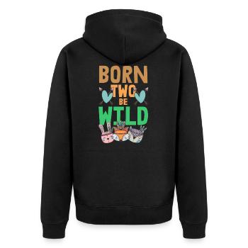 Born two be wild 2nd birthday gift - Unisex Premium Organic Zip Hoodie - black - Back - Nico (187cm)