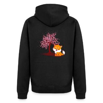 Shiba Inu chien fleur de cerisier japonais - Veste à capuche bio Premium Unisexe - noir - Dos - Nico (187cm)