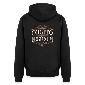 Cogito Ergo Sum Latein Spruch Phylosophie Lehrer - Unisex Premium Bio Zip Hoodie - Schwarz - Hinten - Nico (187cm)