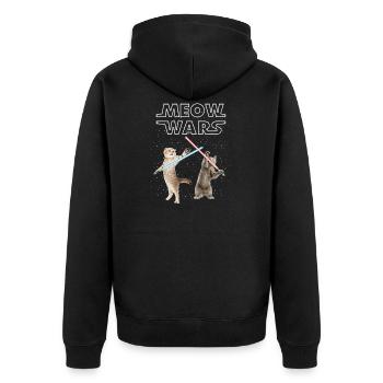 Meow Wars Cat Funny Gifts For Cat - Unisex Premium Bio Zip Hoodie - Schwarz - Hinten - Nico (187cm)