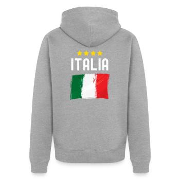 Italien Fahne Fußball Fan EM WM Italien - Unisex Premium Bio Zip Hoodie - Grau meliert - Hinten - Nico (187cm)